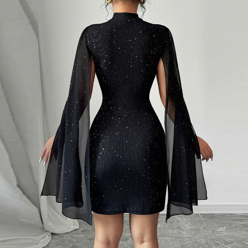 The Gilded Hour | Flutter - Sleeve Rhinestone Bodycon - Negative Apparel