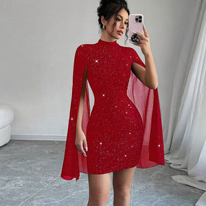The Gilded Hour | Flutter - Sleeve Rhinestone Bodycon - Negative Apparel