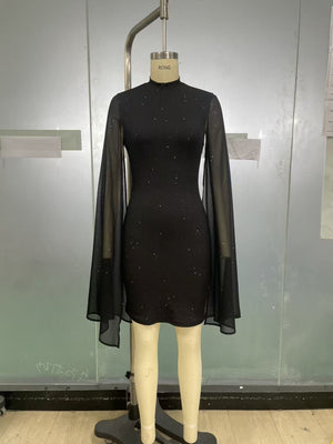 The Gilded Hour | Flutter - Sleeve Rhinestone Bodycon - Negative Apparel