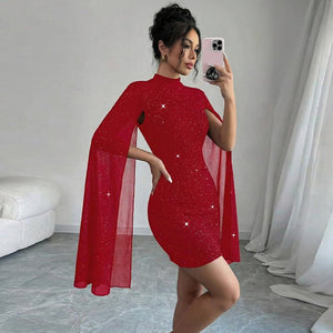 The Gilded Hour | Flutter - Sleeve Rhinestone Bodycon - Negative Apparel