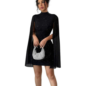 The Gilded Hour | Flutter - Sleeve Rhinestone Bodycon - Negative Apparel