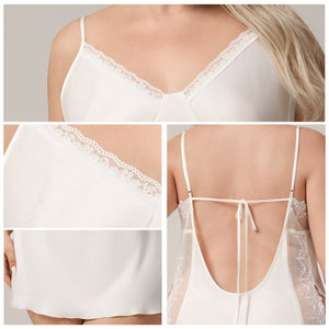 The Ice Silk Seduction | White Lace Strap Mini Sleep Dress - Negative Apparel