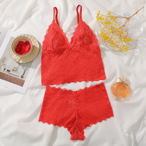 The Lace Back | Lace Wireless Triangle Cup Bra & Panty Set - Negative Apparel