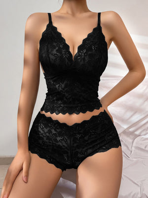 The Lace Back | Lace Wireless Triangle Cup Bra & Panty Set - Negative Apparel