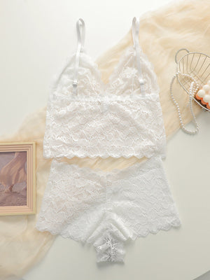 The Lace Back | Lace Wireless Triangle Cup Bra & Panty Set - Negative Apparel
