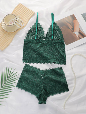 The Lace Back | Lace Wireless Triangle Cup Bra & Panty Set - Negative Apparel