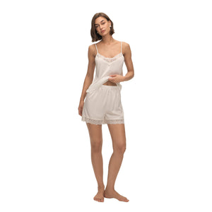 The Lace Breeze | Solid Color Lace Strap Cami & Shorts Sleep Set - Negative Apparel