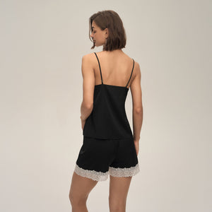 The Lace Breeze | Solid Color Lace Strap Cami & Shorts Sleep Set - Negative Apparel