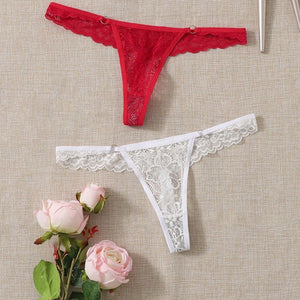 The Lace Tease | Women's Lace Low - Rise Thong Panties - Negative Apparel