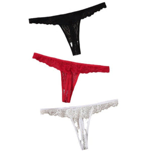 The Lace Tease | Women's Lace Low - Rise Thong Panties - Negative Apparel