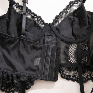 The Midnight Aura | High - Waist Sheer Lace & Mesh 2 - Piece Set - Negative Apparel