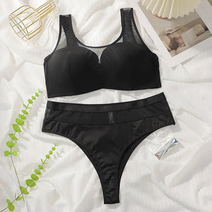 The Midnight Ensemble | Plus Size Black Underwire Lingerie Set - Negative Apparel