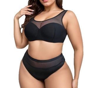 The Midnight Ensemble | Plus Size Black Underwire Lingerie Set - Negative Apparel
