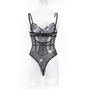 The Midnight Muse | Sheer Lace & Mesh Sculpting Bodysuit - Negative Apparel