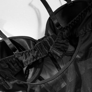 The Noir Allure | Underwire Mesh Garter Set - Negative Apparel