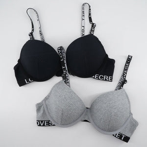 The Noir Comfort | Women's Cotton Underwire Push - Up Bra with Letter Straps - Negative Apparel