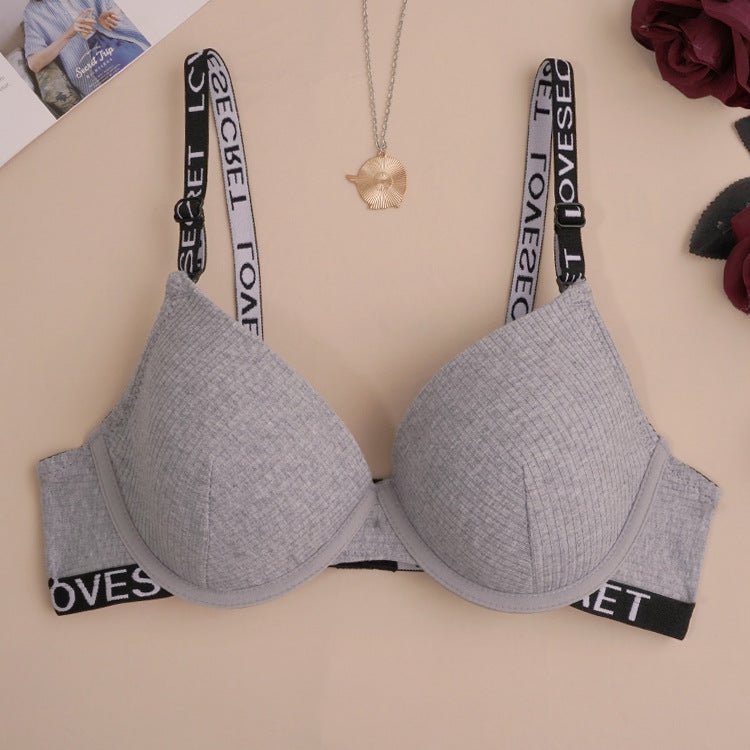The Noir Comfort | Women's Cotton Underwire Push - Up Bra with Letter Straps - Negative Apparel