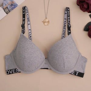 The Noir Comfort | Women's Cotton Underwire Push - Up Bra with Letter Straps - Negative Apparel