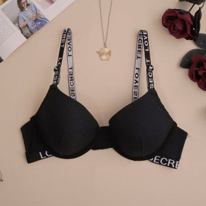The Noir Comfort | Women's Cotton Underwire Push - Up Bra with Letter Straps - Negative Apparel