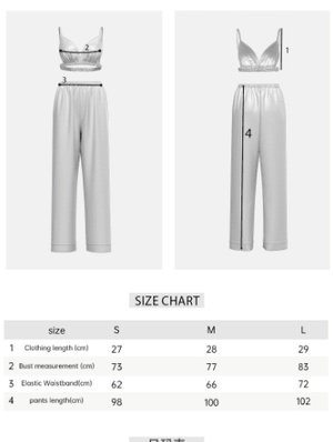 The Noir Harmony | Women's Satin Long - Sleeve Robe, Cami & Long Pants Three - Piece Set - Negative Apparel