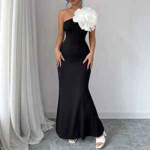 The One - Shoulder Bloom | Women's Off - Shoulder Floral Bodycon Maxi Dress - Negative Apparel