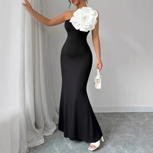 The One - Shoulder Bloom | Women's Off - Shoulder Floral Bodycon Maxi Dress - Negative Apparel