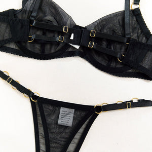 The Onyx Ring | Sheer Underwire Mesh Lingerie Set - Negative Apparel