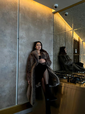 The Opulent Embrace | Women's Extended Faux Fur Coat - Negative Apparel