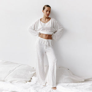 The Pure Comfort Set | Women's Knit Long - Sleeve Pajama Set - Negative Apparel