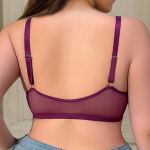 The Regal Comfort | Plus Size Front - Closure Lace Gather Bra - Negative Apparel