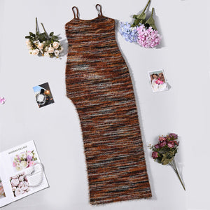 The Retro Drift | Y2K Variegated Knit Maxi Dress - Negative Apparel