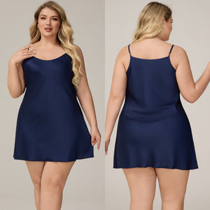 The Satin Charm | Solid Color Strap Mini Satin Sleep Dress - Negative Apparel