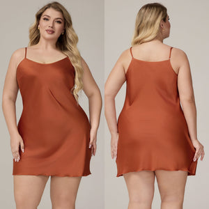 The Satin Charm | Solid Color Strap Mini Satin Sleep Dress - Negative Apparel