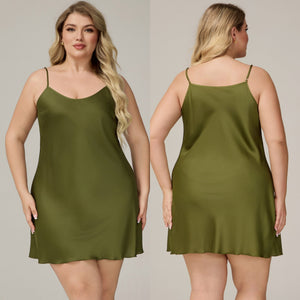 The Satin Charm | Solid Color Strap Mini Satin Sleep Dress - Negative Apparel