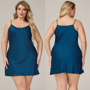 The Satin Charm | Solid Color Strap Mini Satin Sleep Dress - Negative Apparel