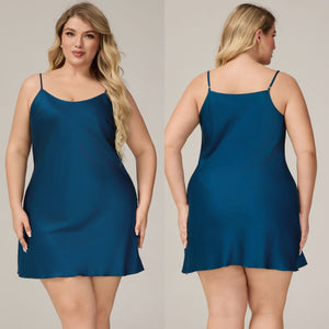 The Satin Charm | Solid Color Strap Mini Satin Sleep Dress - Negative Apparel