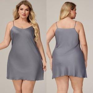 The Satin Charm | Solid Color Strap Mini Satin Sleep Dress - Negative Apparel