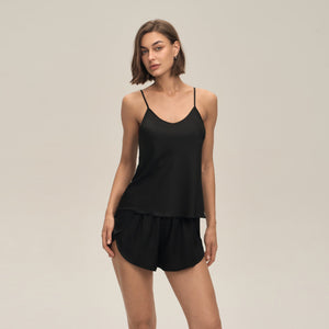 The Satin Glow | Solid Color Satin Cami & Shorts Sleep Set - Negative Apparel