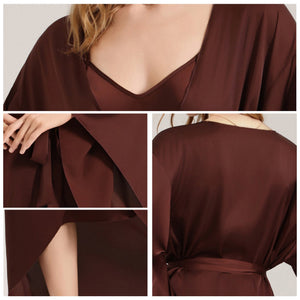 The Satin Grace | Solid Color Long - Sleeve Maxi Robe Sleepwear - Negative Apparel