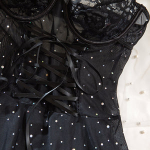 The Scarlet Muse | French Lace & Sequin Mesh Nightgown - Negative Apparel