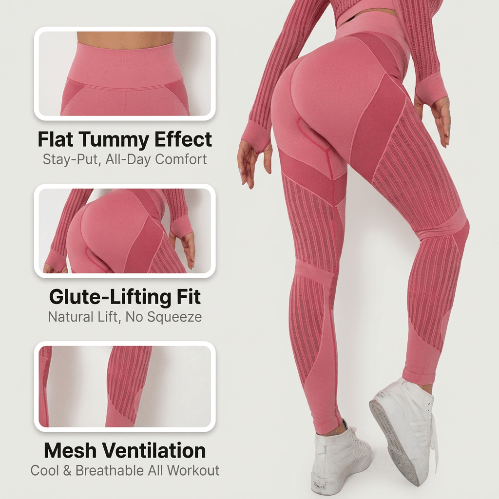 The Sculpt - Flex | Seamless Mesh - Panel High - Waist Yoga Pants - Negative Apparel
