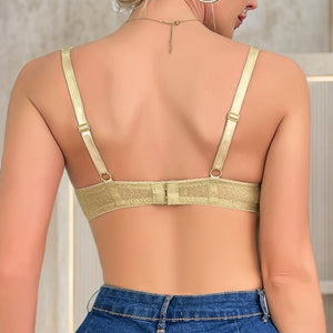 The Seamless Lift | Nude/Black Lace Push - Up Underwire Bra - Negative Apparel