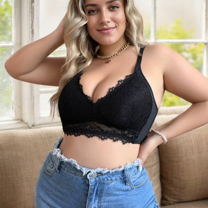 The Sheer Temptation | Plus Size Ultra - Thin Lace Wireless Bra - Negative Apparel
