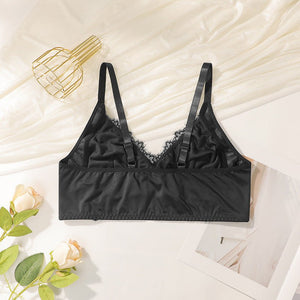 The Sheer Temptation | Plus Size Ultra - Thin Lace Wireless Bra - Negative Apparel