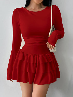 The Timeless Muse | Women's Off - Shoulder Long - Sleeve A - Line Midi Dress - Negative Apparel