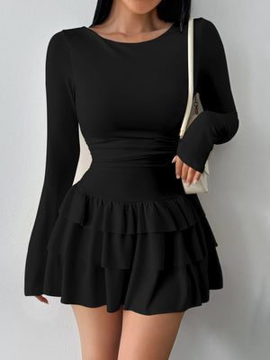 The Timeless Muse | Women's Off - Shoulder Long - Sleeve A - Line Midi Dress - Negative Apparel