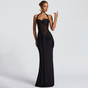 The Velvet Temptress | Women's Sleeveless Square - Neck Fish Tail Maxi Dress - Negative Apparel