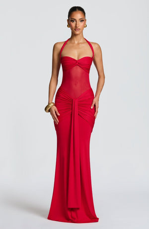The Velvet Temptress | Women's Sleeveless Square - Neck Fish Tail Maxi Dress - Negative Apparel
