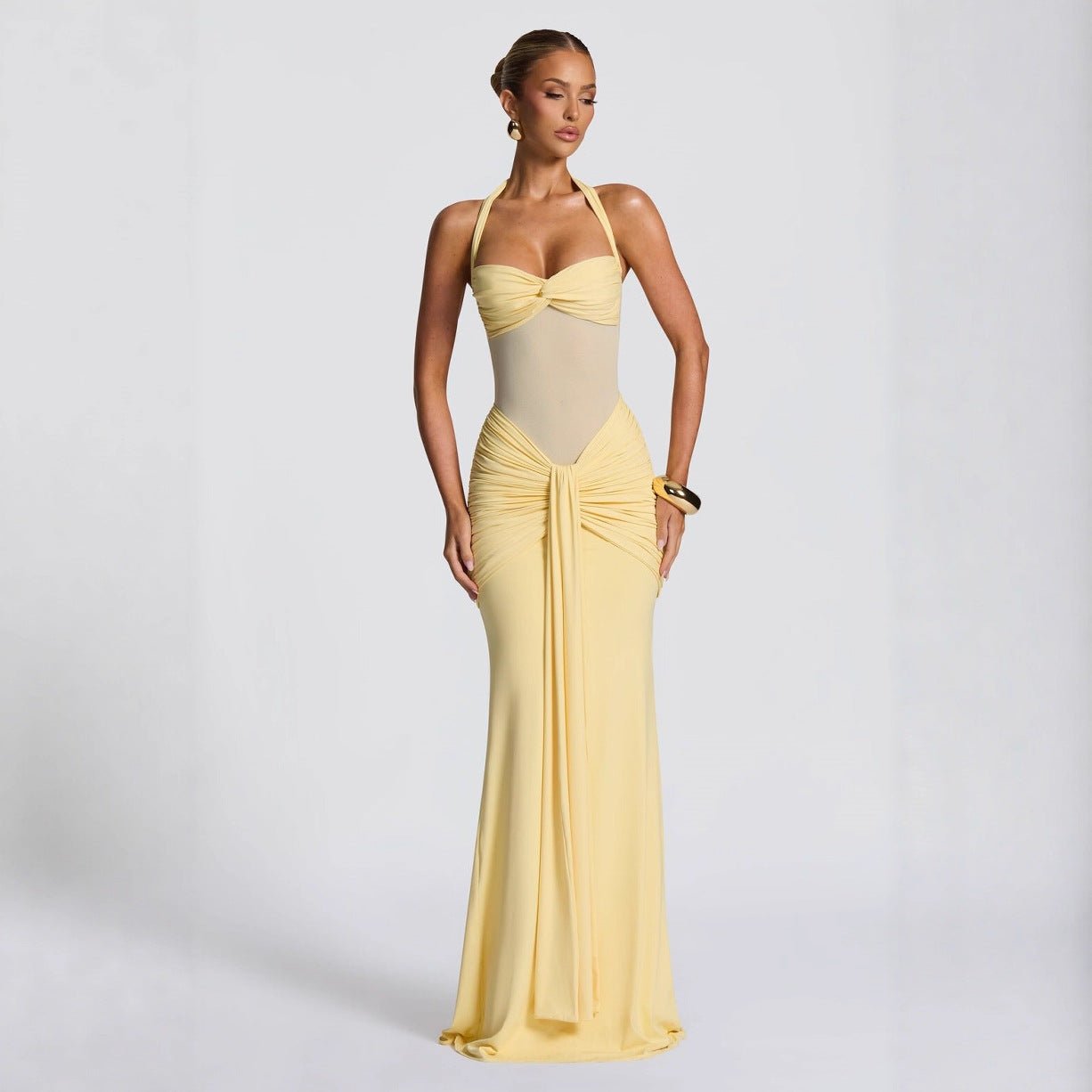 The Velvet Temptress | Women's Sleeveless Square - Neck Fish Tail Maxi Dress - Negative Apparel