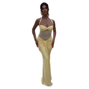 The Velvet Temptress | Women's Sleeveless Square - Neck Fish Tail Maxi Dress - Negative Apparel